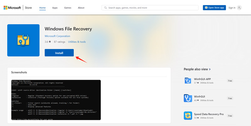 Instalar o Windows File Recovery da Microsoft Store