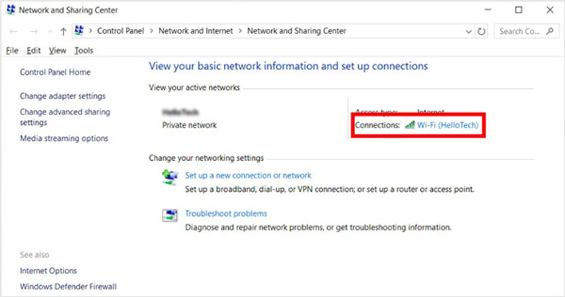 Conexão de rede Wi-Fi do Windows