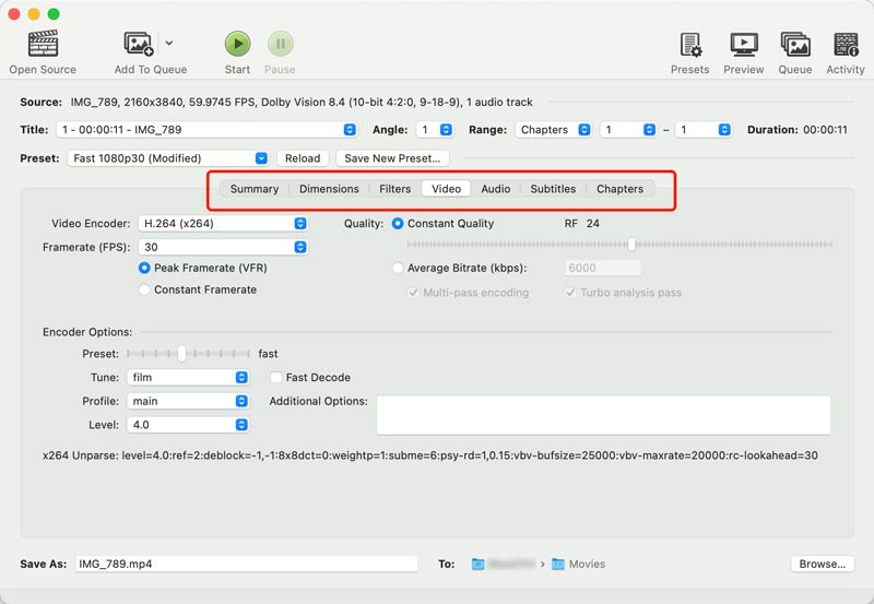 Handbrake Advanced Customization Options