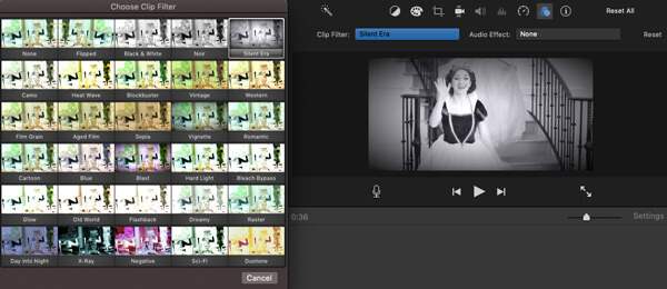 Filtros do iMovie Filme antigo