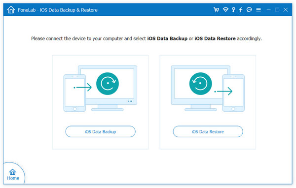 Interface principal de restauração de backup de dados do iOS