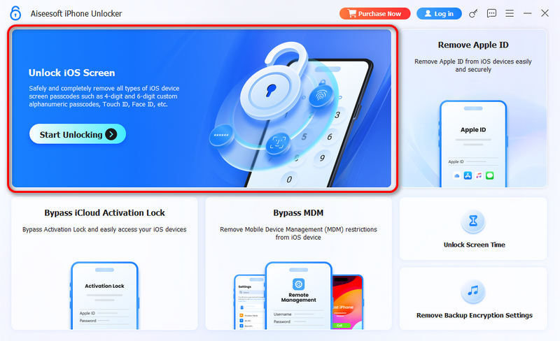 Escolha Desbloquear tela do iOS