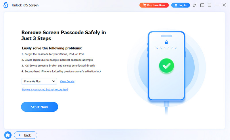 Comece a limpar a senha