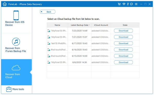 Faça o download do Backup do iCloud