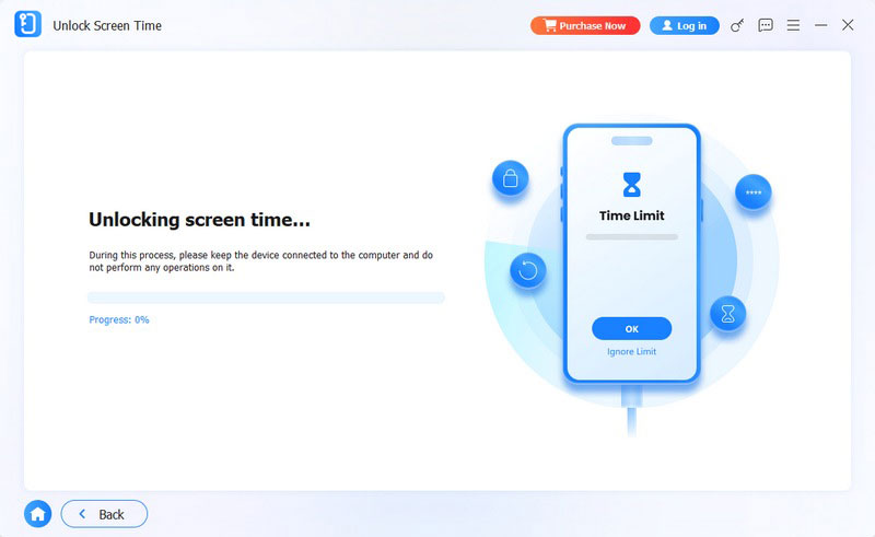 Tempo de tela desbloqueado com sucesso