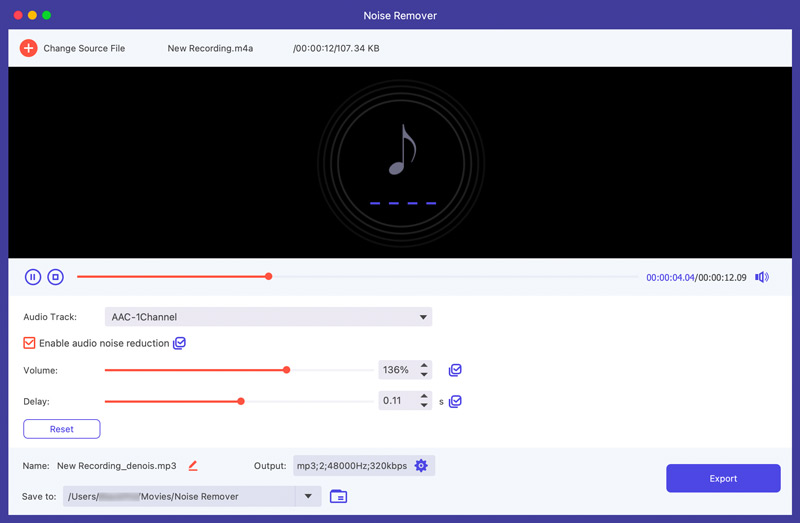 Removedor de ruído de áudio Aiseesoft AI