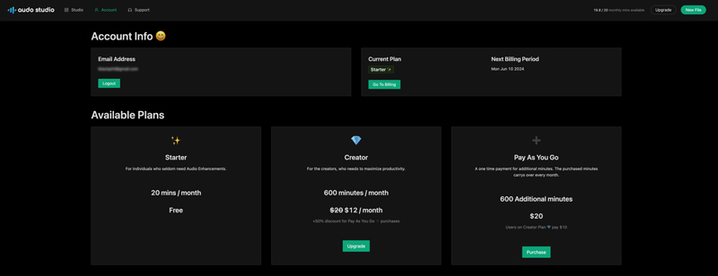 Audio Studio AI Audio Fixer Pricing