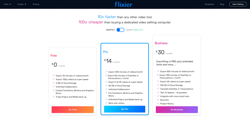 Flixier AI Audio Enhancer Pricing