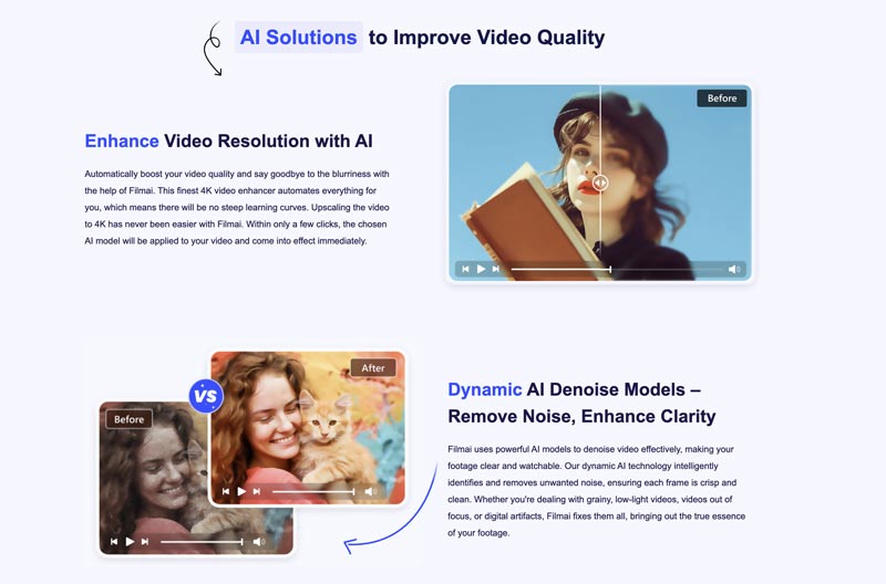 Filmai AI Video Enhancer Features