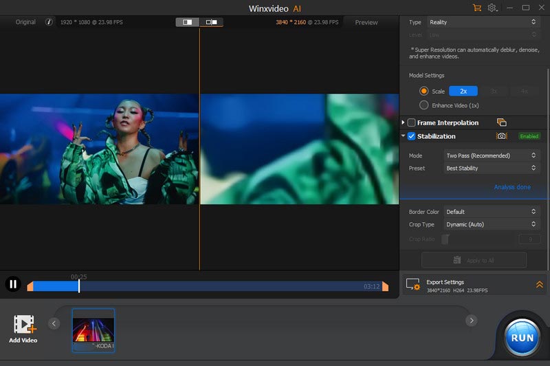 Winxvideo AI Stabilization