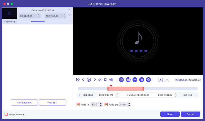 Cortar arquivo de áudio AIFF Mac Aiseesoft