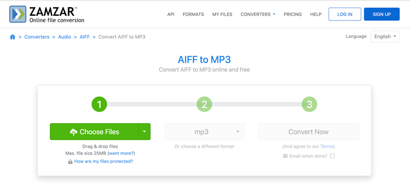 Change AIFF to MP3 Converter Zamzar