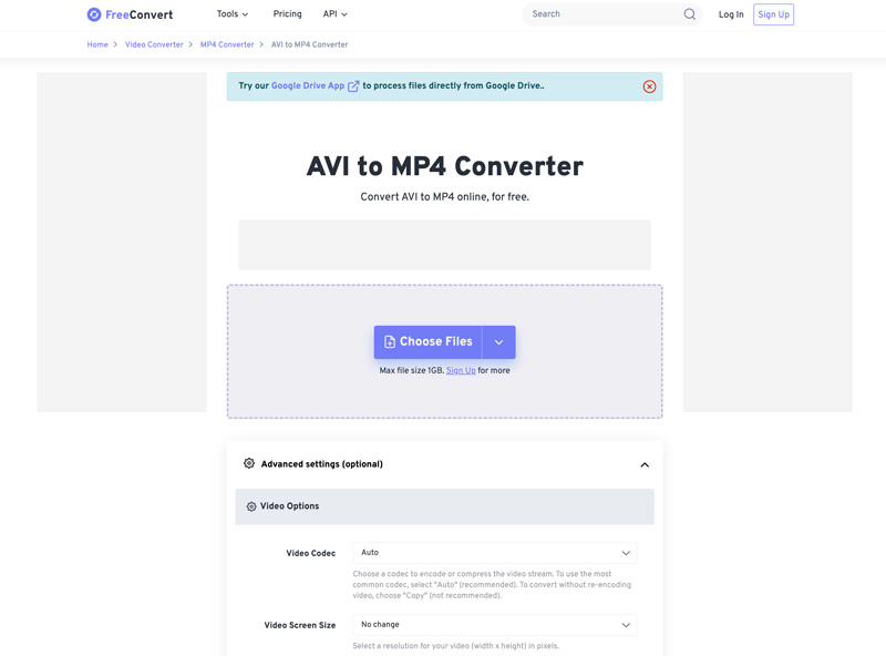 Conversor gratuito de Avi para Mp4 online