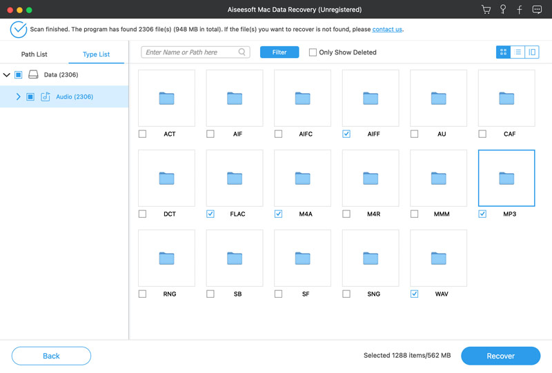 Recuperação de Áudio Selecione Arquivos MP3