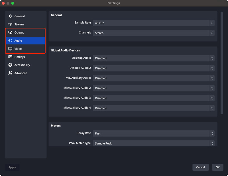 OBS Recording Settings Audio