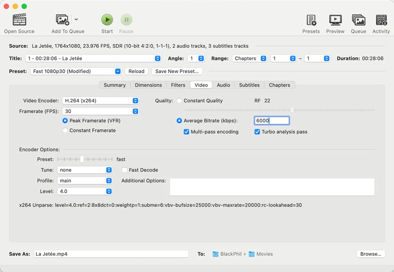 Conversor de taxa de bits HandBrake