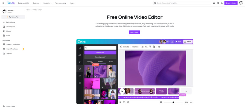 O que é o editor de vídeo online gratuito Canva