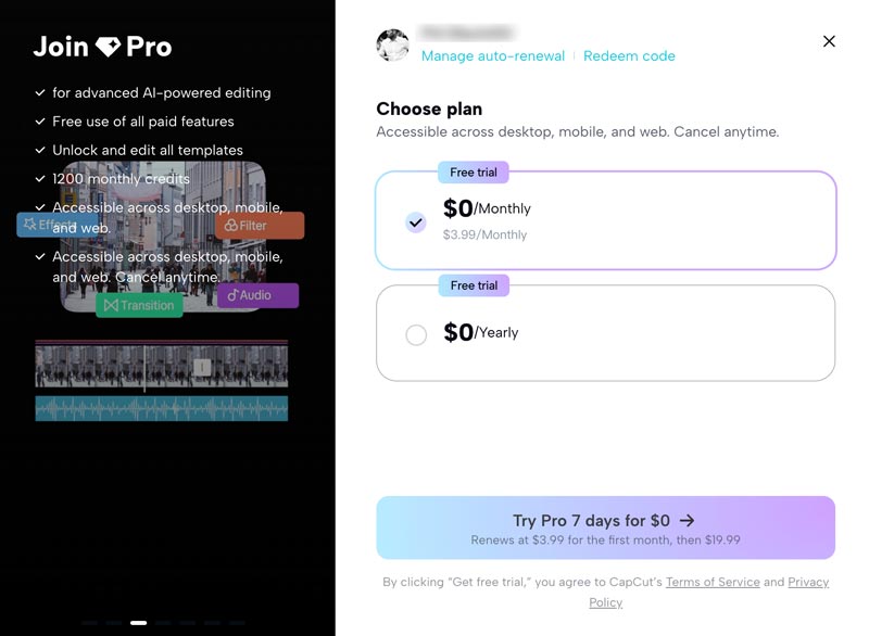 CapCut Pro Trial