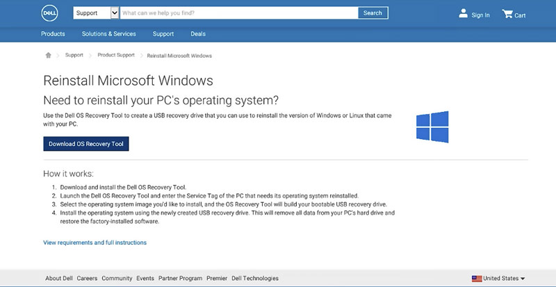 Download Dell OS Recovery Tool