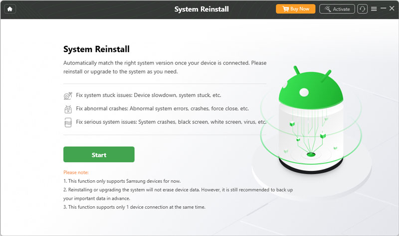 Recurso de reinstalação do sistema Droidkit