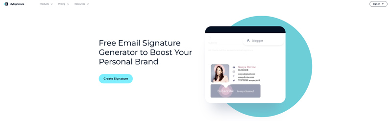 Mysignature Gerador de assinatura de e-mail gratuito