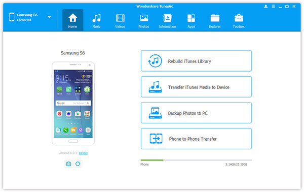 Gerenciador de área de trabalho Android TunesGo