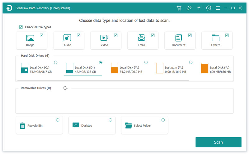 Inicie o Fonepaw Data Recovery Windows