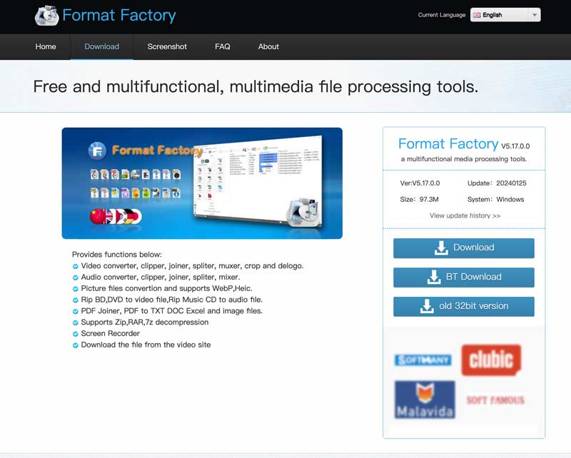 Site de download de fábrica de formato