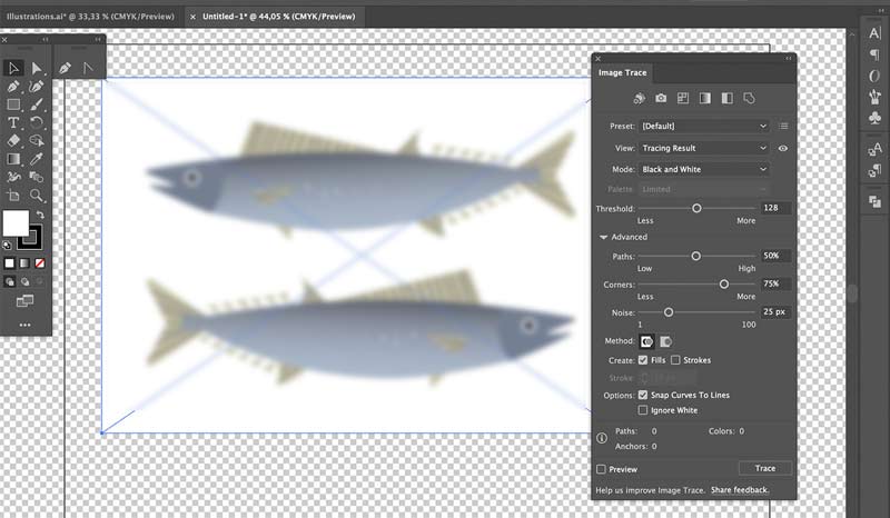 Remover fundo no Illustrator com rastreamento de imagem