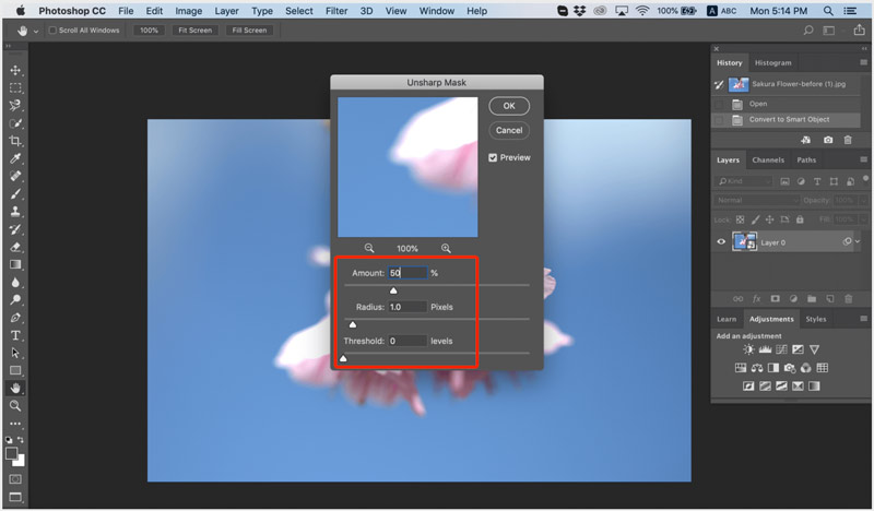 Enhance Sharpen Image in Photoshop