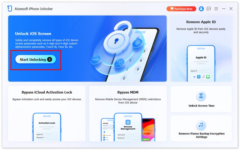 Desbloquear tela do iOS Iniciar desbloqueio