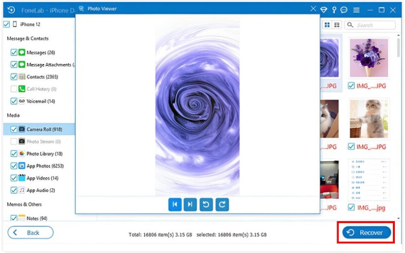 Pré-visualização e recuperação
