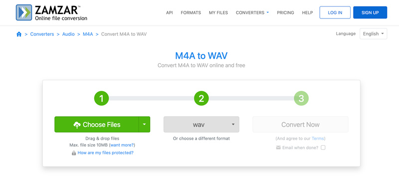 Zamzar M4a para Wav Online