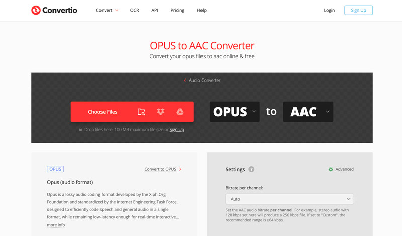 Converter OPUS para conversor AAC