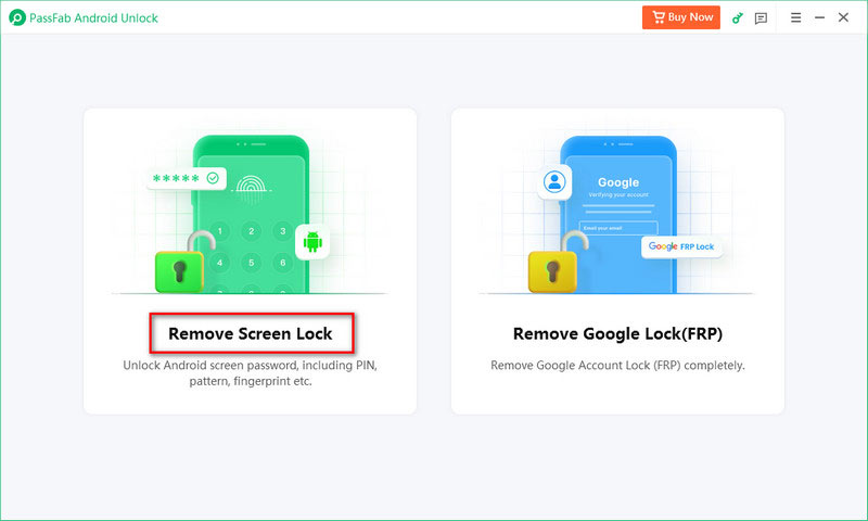 Passfab Android Desbloquear Remover modo de tela