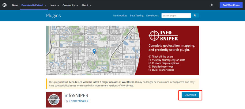 Download do plug-in do InfoSniper