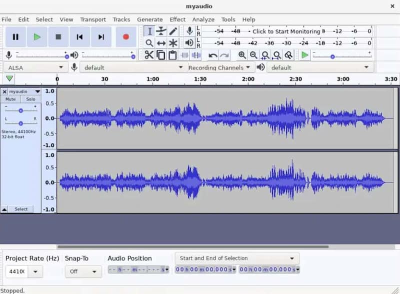 Editor de trilha sonora on-line do Audacity