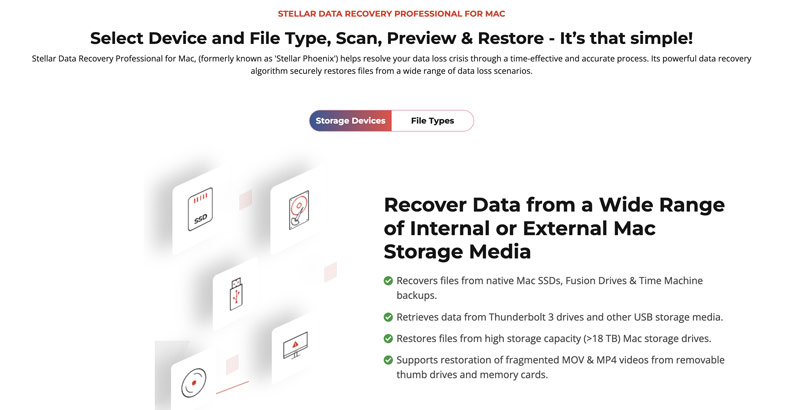 Recursos do Stellar Data Recovery Mac