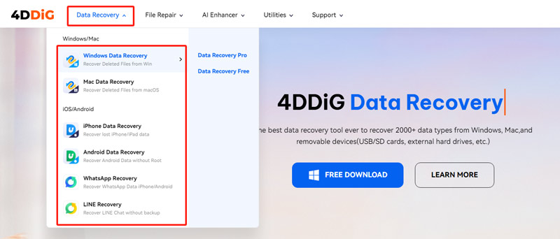 Ferramentas de recuperação de dados Tenorshare 4ddig