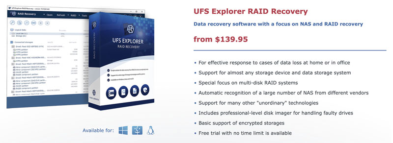 Produto de recuperação UFS Explorer Raid