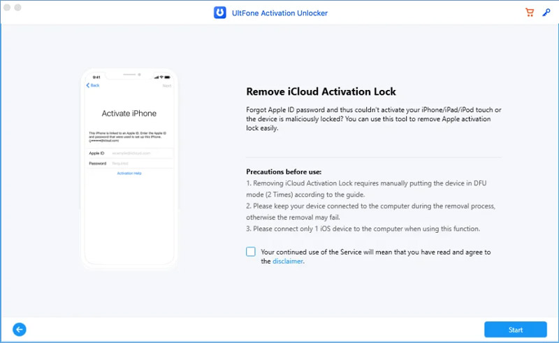 Ultfone Remover Bloqueio de Ativação do iCloud