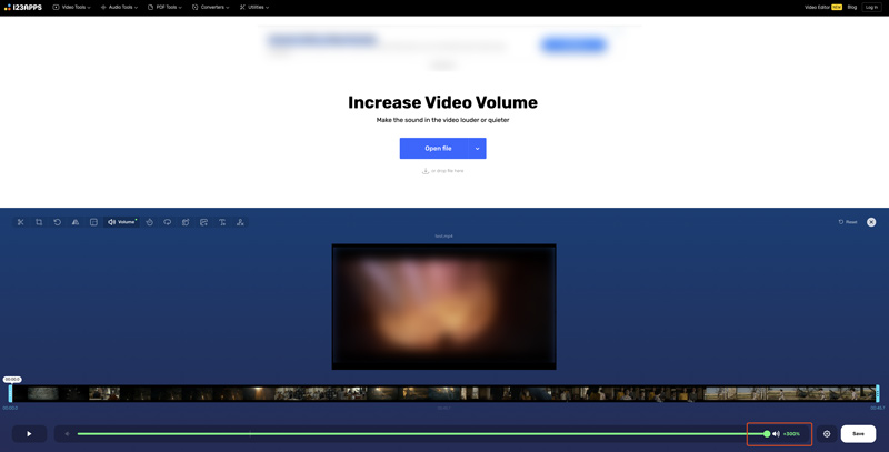 Amplificador de volume de vídeo on-line 123apps