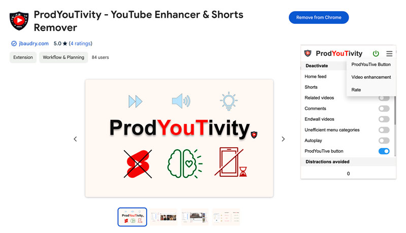 Prodyoutivity Youtube Enhancer Chrome Extension