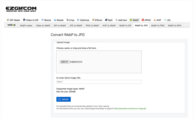 Ezgif Converter WebP para JPG online