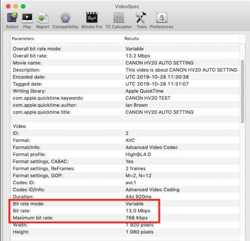 Verifique a taxa de bits do Mac