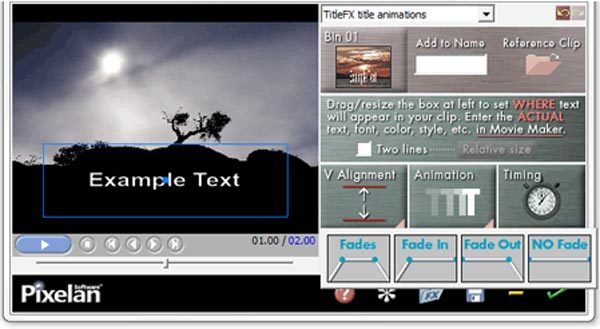 Plug-in do Windows Movie Maker do Titlefx Wizard