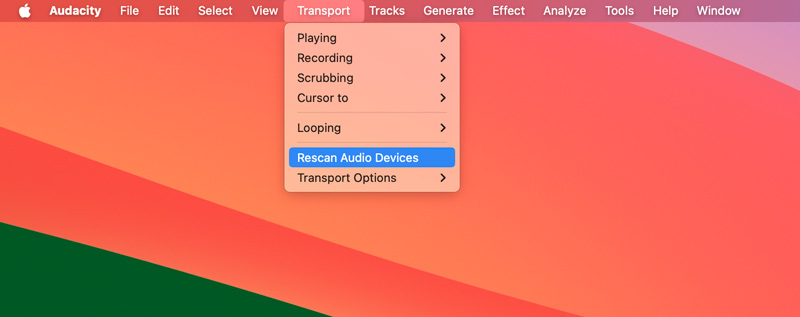 Audacity Rescan Audio Devices