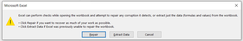 Opções de Extração de Dados para Reparo do Excel