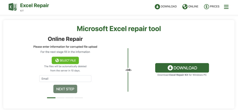 Ferramenta de reparo do Microsoft Excel online