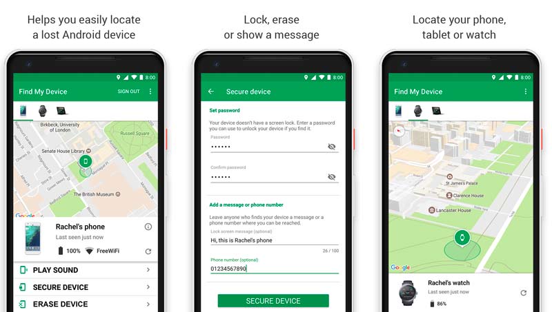 O que o Google Find My Device pode fazer